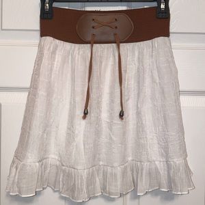 crushed sheer white high waisted skirt cy CiSono